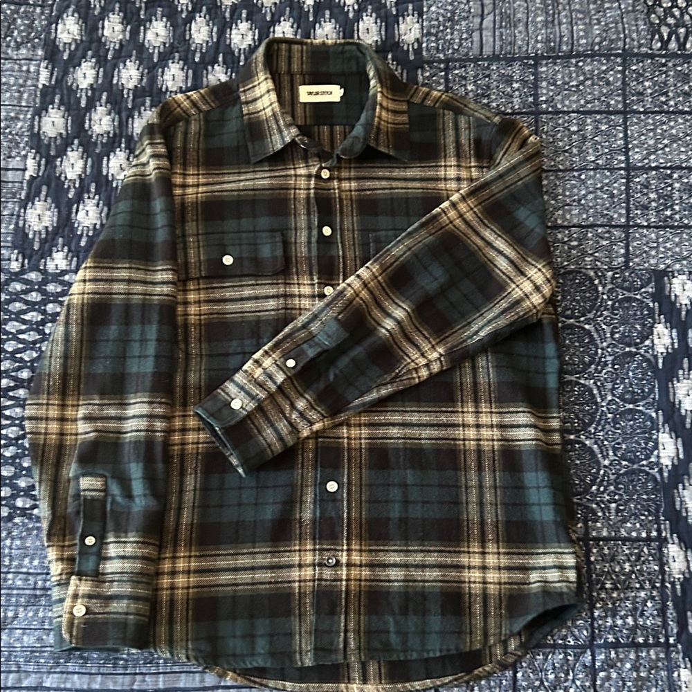 Taylor Stitch Ledge Flannel Shirt in “Deep Sea” Plaid color